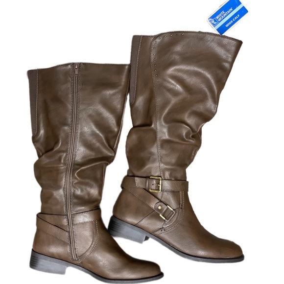 White Mountain- Brown Ruched Liona Boot - Size 8 Wide Calf - NIB! - Picture 7 of 13